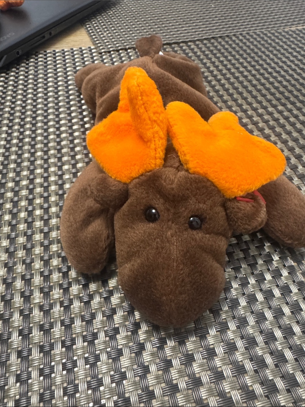 Ty Brown Plush Moose with Bright Orange Antlers